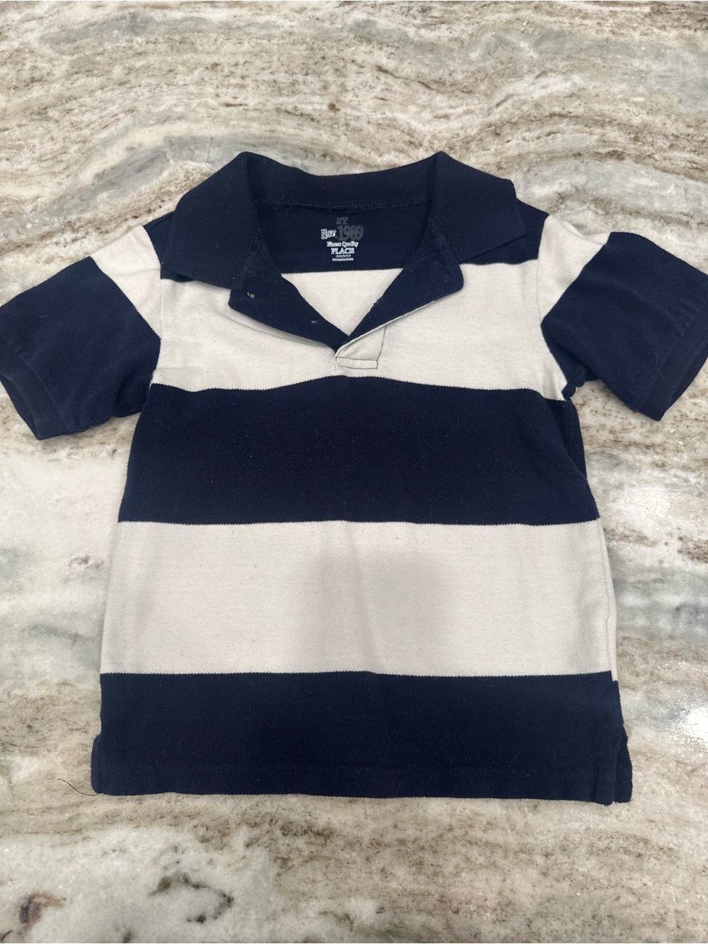 The Children's Place Navy and White Striped Polo